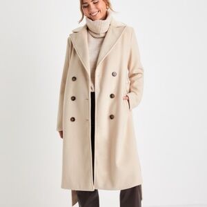 Season of Sophistication Cream Double-Breasted Coat